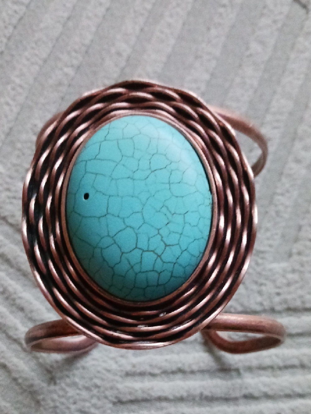 Turquoise Stone Copper Cuff Bracelet - Women Jewelry
